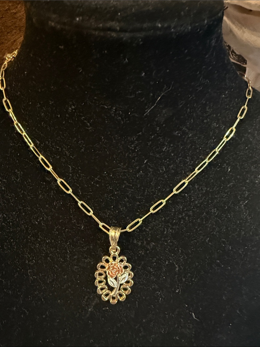 Gold-Tone Floral Pendant Necklace  Stainless Steel - Women's Jewelry
